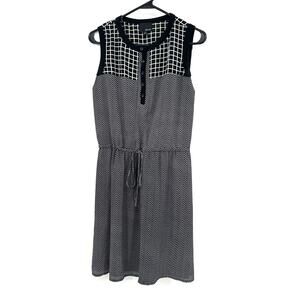 Graylin Size Small Dress Black & White Geometric Sleeveless‎ Drawstring Sheath